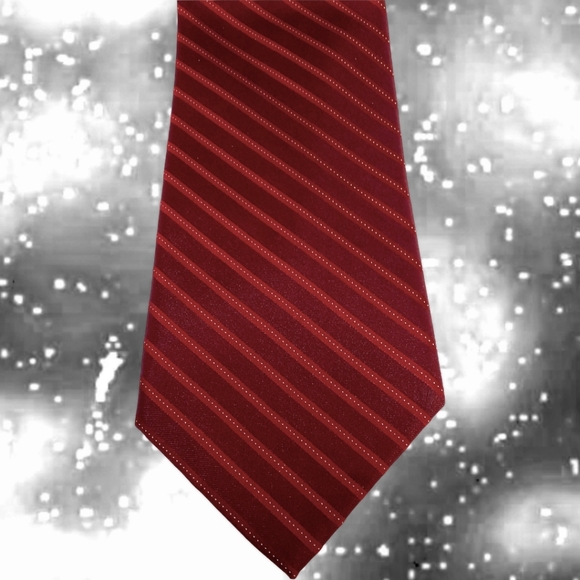 Calvin Klein Luxurious Woven Silk Tie | Traditional Diagonal Striped Red Necktie - Picture 7 of 15